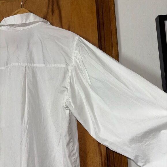 Open Edit Women White Organic Cotton Poplin Oversize Button Down Blouse Small - Picture 10 of 13